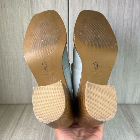 Shelly’s London Blue Suede Leather Ankle Booties Strap Block Heel Women's Size 7 - Picture 8 of 10